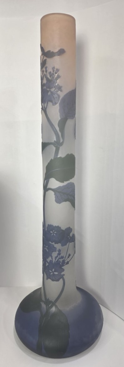 Établissements GALLE (1906-1934)  - Haut vase à décor d'hortensias.-photo-4
