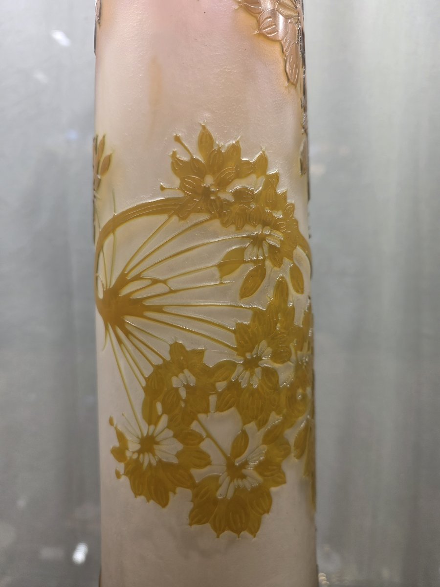 ÉTABLISSEMENTS GALLÉ (1904-1936) - Vase décor d’ombelles gravées en camée à l'acide.-photo-3