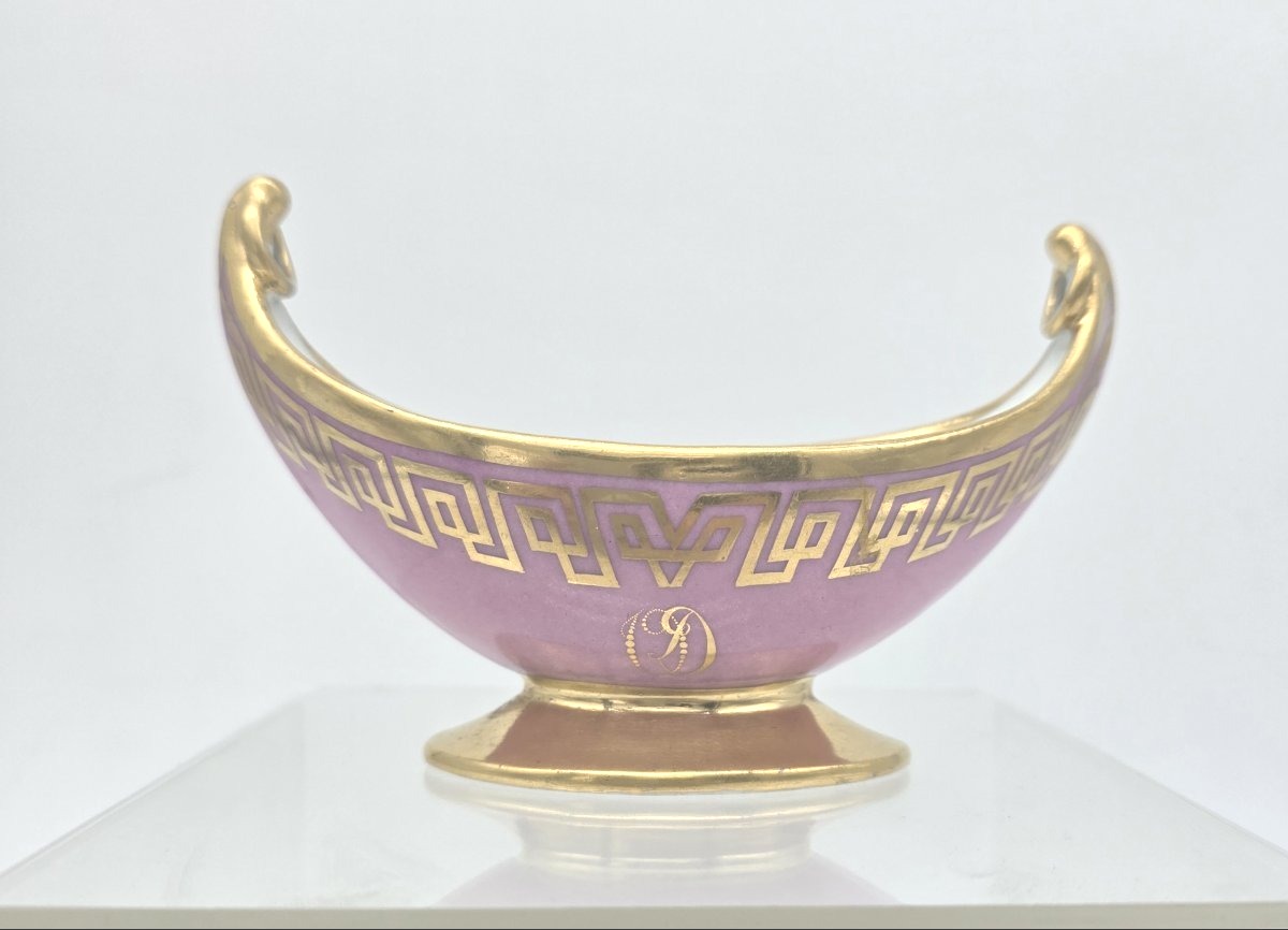 Atelier Halley - Période Empire - Saleron à fond rose de forme navette-photo-2