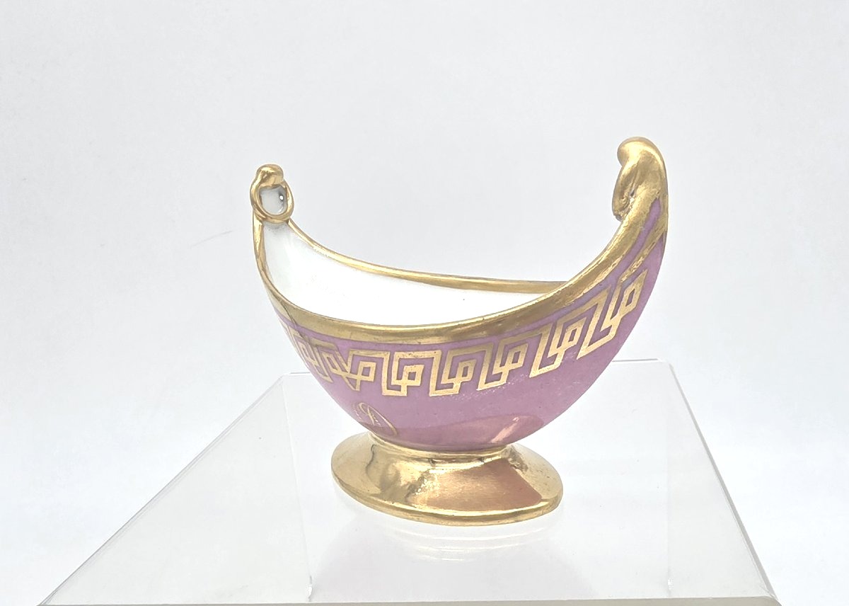 Atelier Halley - Période Empire - Saleron à fond rose de forme navette-photo-3