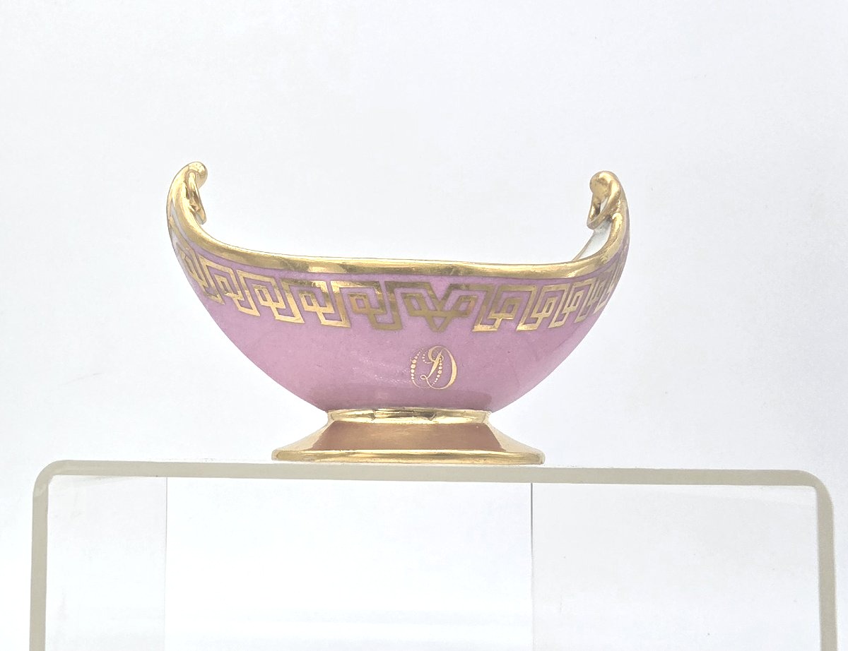 Atelier Halley - Période Empire - Saleron à fond rose de forme navette-photo-4
