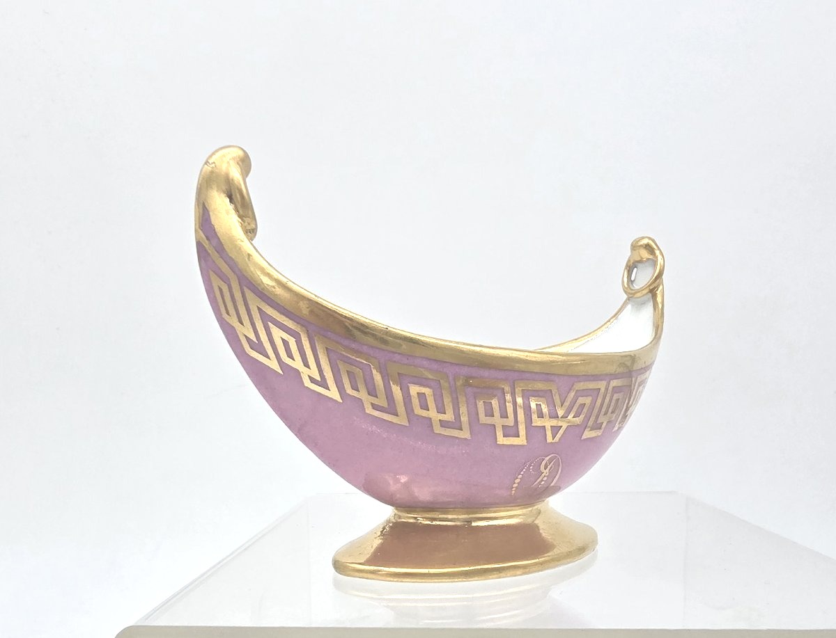Atelier Halley - Période Empire - Saleron à fond rose de forme navette-photo-3