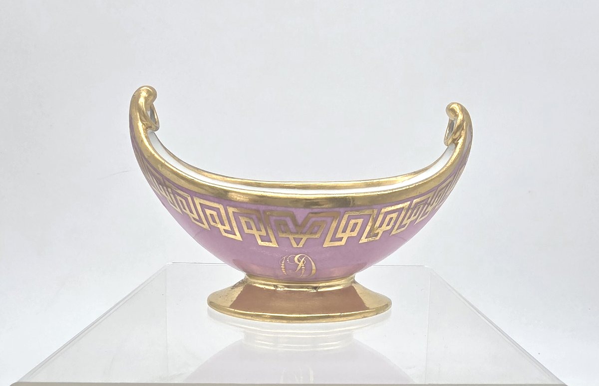 Atelier Halley - Période Empire - Saleron à fond rose de forme navette-photo-4