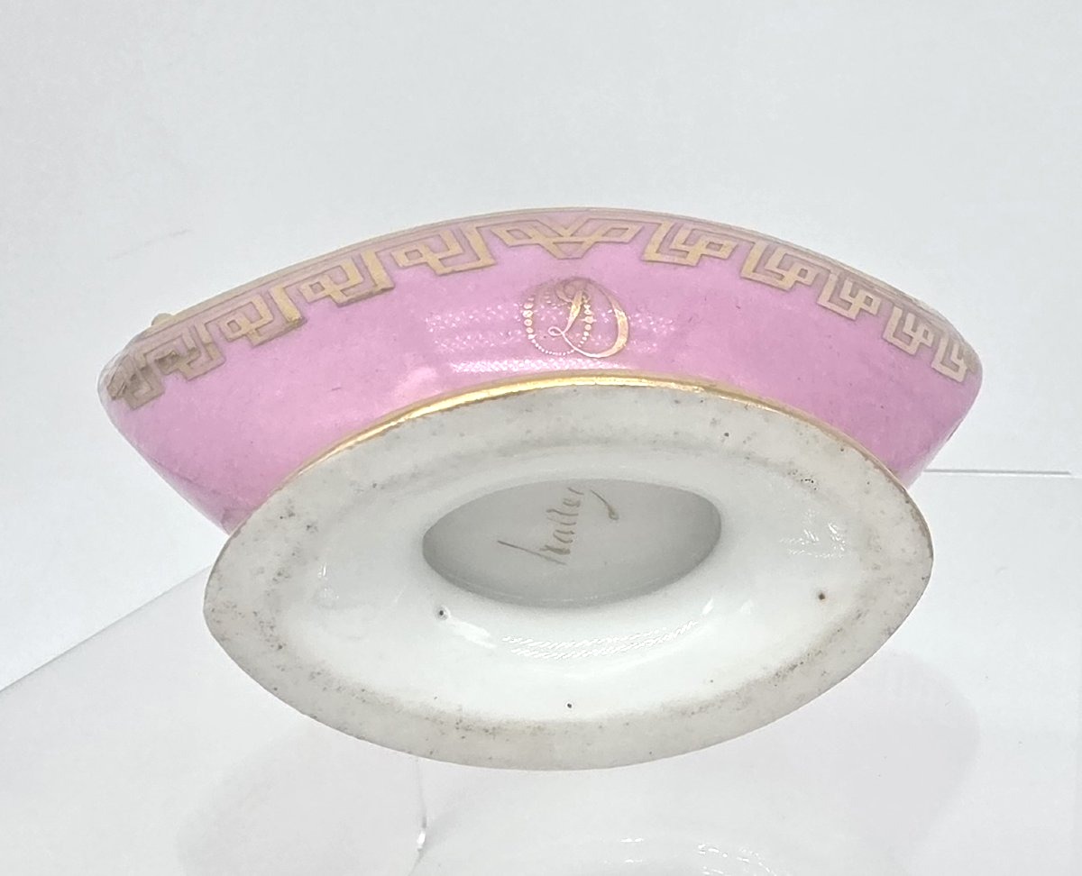 Atelier Halley - Période Empire - Saleron à fond rose de forme navette-photo-5
