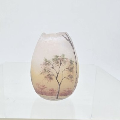 Daum Nancy - Miniature Vase Depicting A Forest Scene.-photo-2