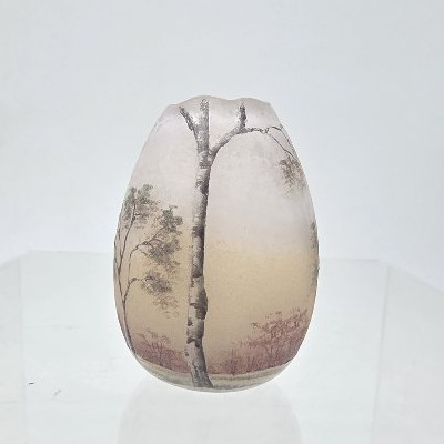 Daum Nancy - Miniature Vase Depicting A Forest Scene.-photo-3