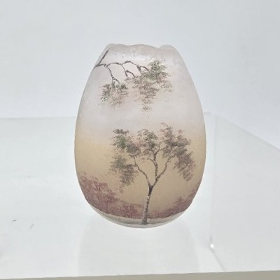 Daum Nancy - Miniature Vase Depicting A Forest Scene.-photo-1