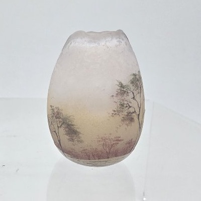 Daum Nancy - Miniature Vase Depicting A Forest Scene.-photo-2