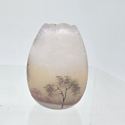Daum Nancy - Miniature Vase Depicting A Forest Scene.-photo-3