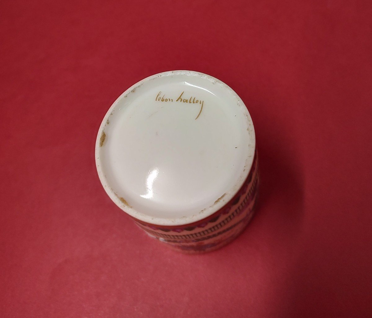 Paris. Manufacture Lebon Halley.  Tasse De Forme Litron Et Sa Soucoupe En Porcelaine.-photo-3