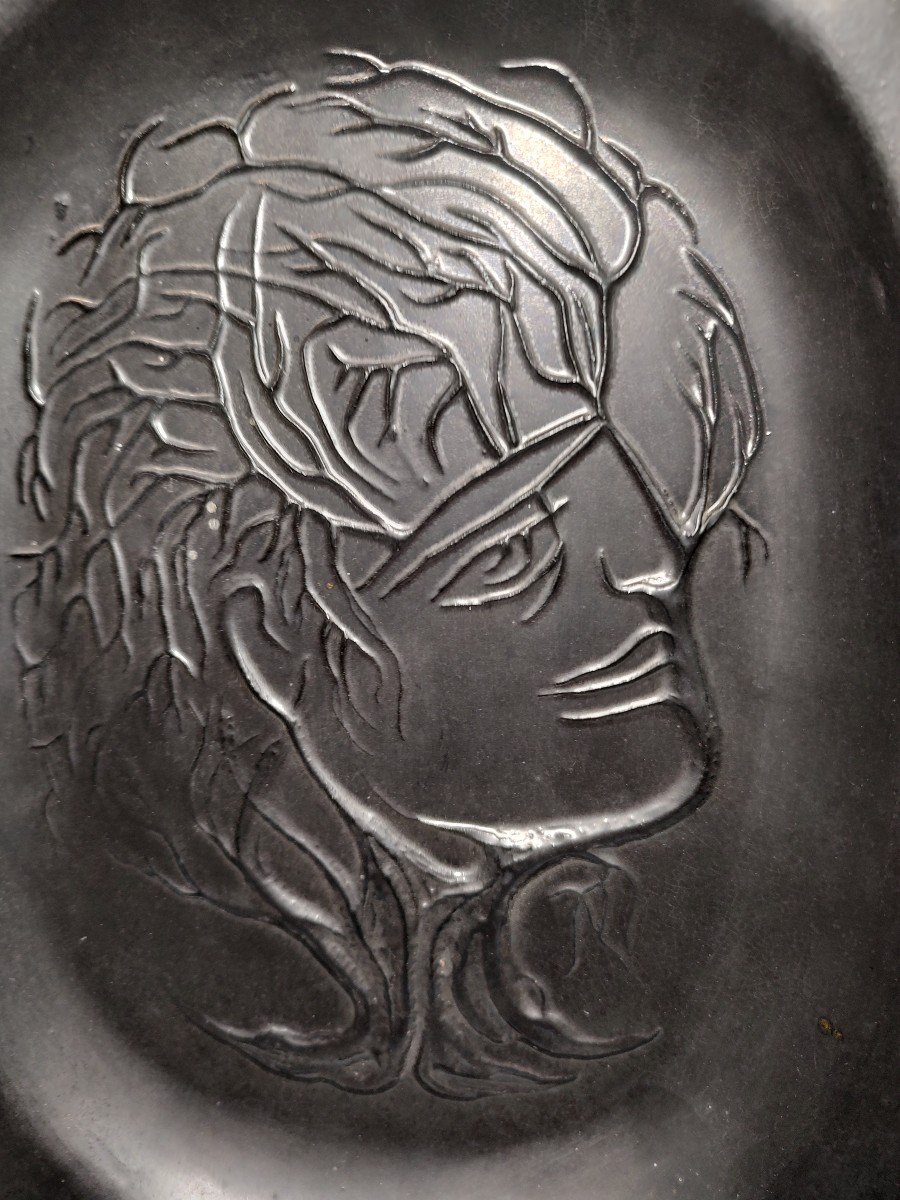 Jean Marais (1913-1998) - Plat En Céramique à Décor d'Un Visage Stylisé.-photo-2