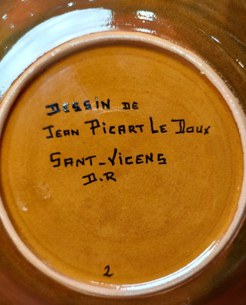 Jean Picart Ledoux - Saint Vicens - Assiette à Décor De Feuille.-photo-4