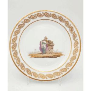 Manufacture de Locré - Début XIXe siècle - Assiette à décor d'un turc fumant la pipe.