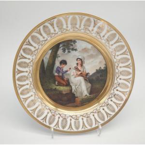 Dilh And Guerhard Factory - Early 19th Century - Plate Representing A Woman And A Child.