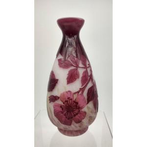 André Delatte - Nancy - Circa 1920 - Vase à décor de fleurs et de feuillages
