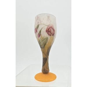 Daum Nancy - Miniature Vase With Floral Design.