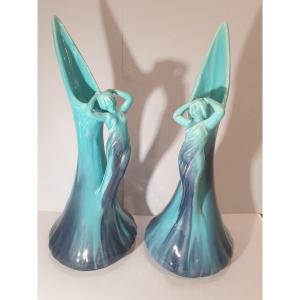 VASES "BUIRES". Dephin MASSIER VALLAURIS . Fin 19ème siècle.