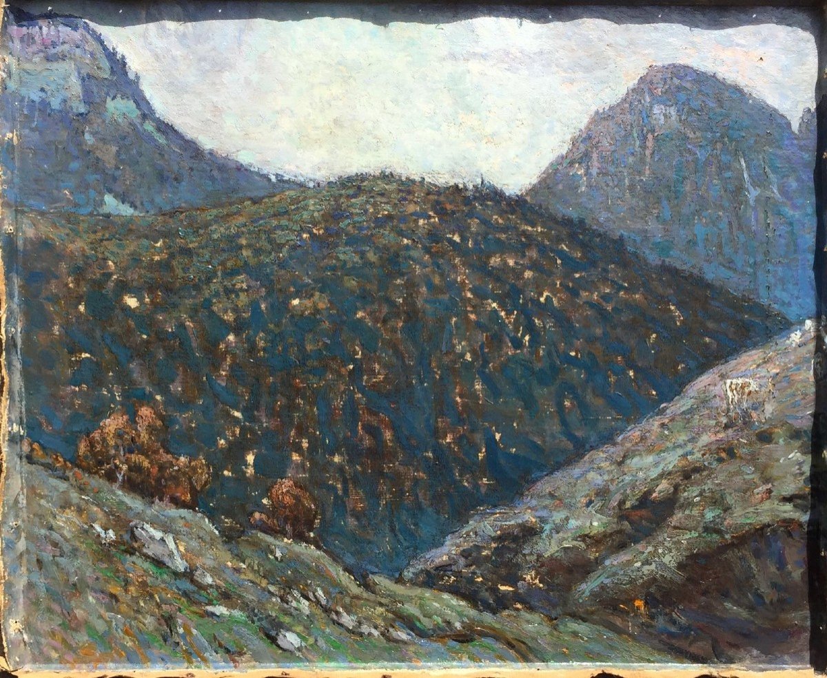 José MINGRET (1880-1969), Mer de nuages sur le Léman, le Mont-Blanc depuis Colomby de Gex, 1919-photo-2