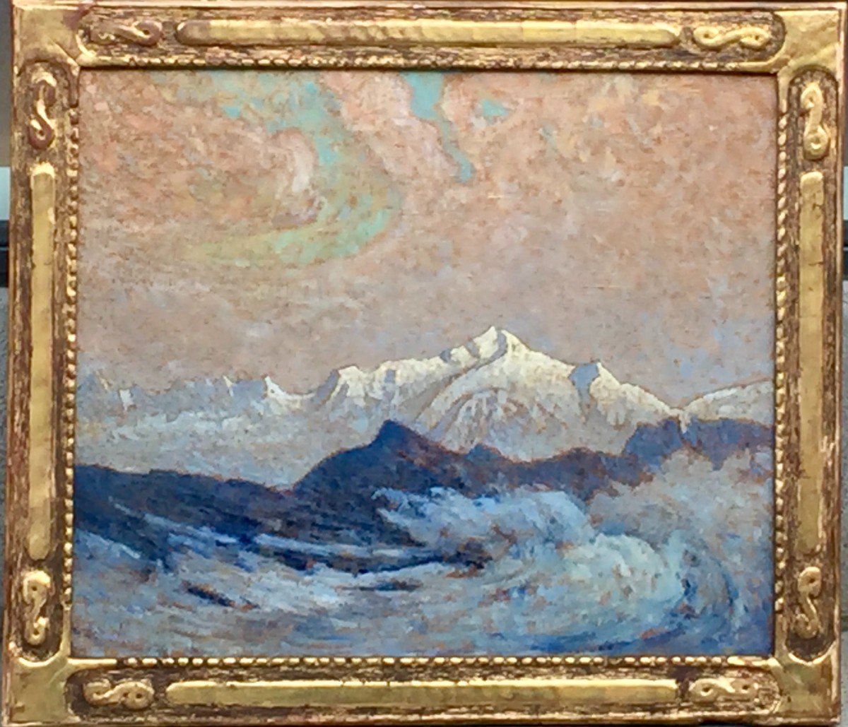 José MINGRET (1880-1969), Mer de nuages sur le Léman, le Mont-Blanc depuis Colomby de Gex, 1919-photo-3