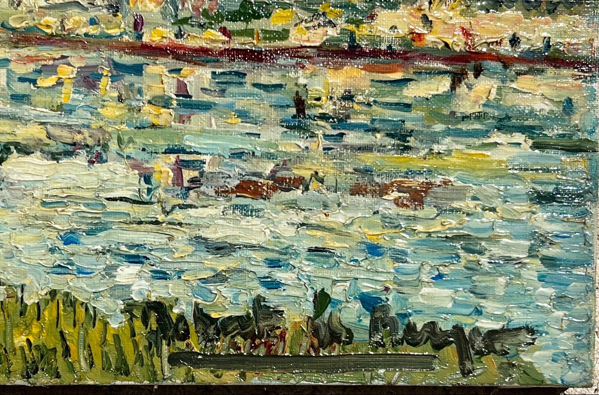 Robert Le Berger (1905-1972), Moret-sur-loing, The Bridge And The Church, 1969-photo-2