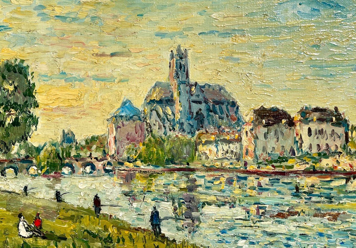 Robert Le Berger (1905-1972), Moret-sur-loing, The Bridge And The Church, 1969-photo-3