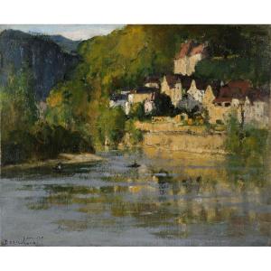 Louis-Marie Désiré-Lucas (1869-1949) La Dordogne à Beynac Périgord Sarlat