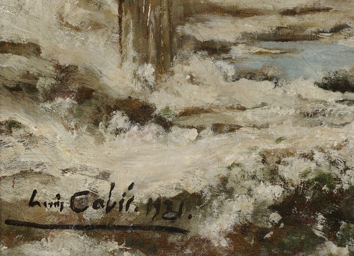 Louis Cabié (1853-1939) La Beune aux Eyzies sous la neige Périgord Dordogne-photo-4