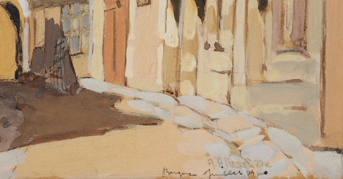 André Albarède (1895-1984) Bergerac, The Arcades Of The Hôtel Peyrarède-photo-1