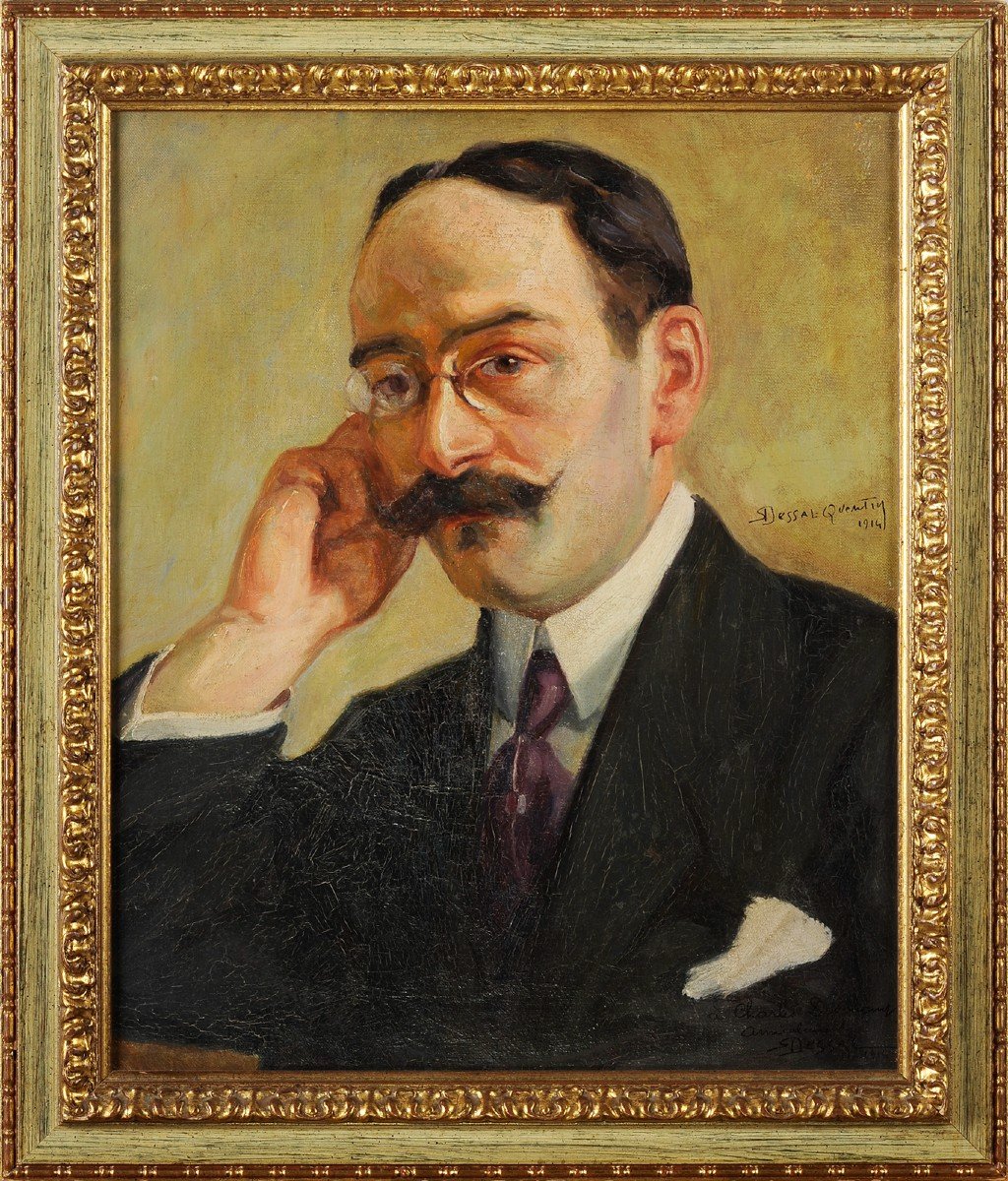 Robert Dessales-quentin (1885-1958) Portrait Of The Actor Charles Deschamps (1882-1959)-photo-2