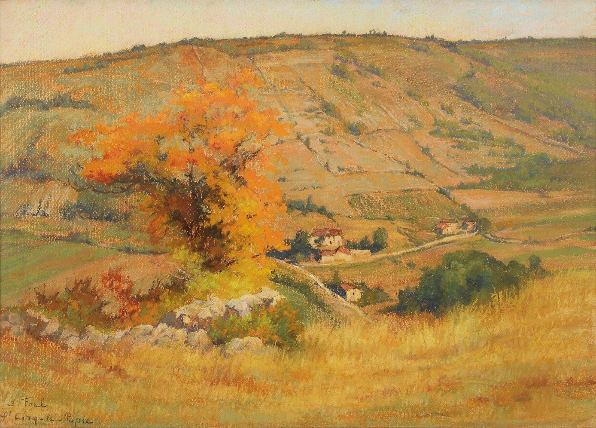 Eugène Forel (1858-1938) Paysage à Saint Cirq Lapopie Lot