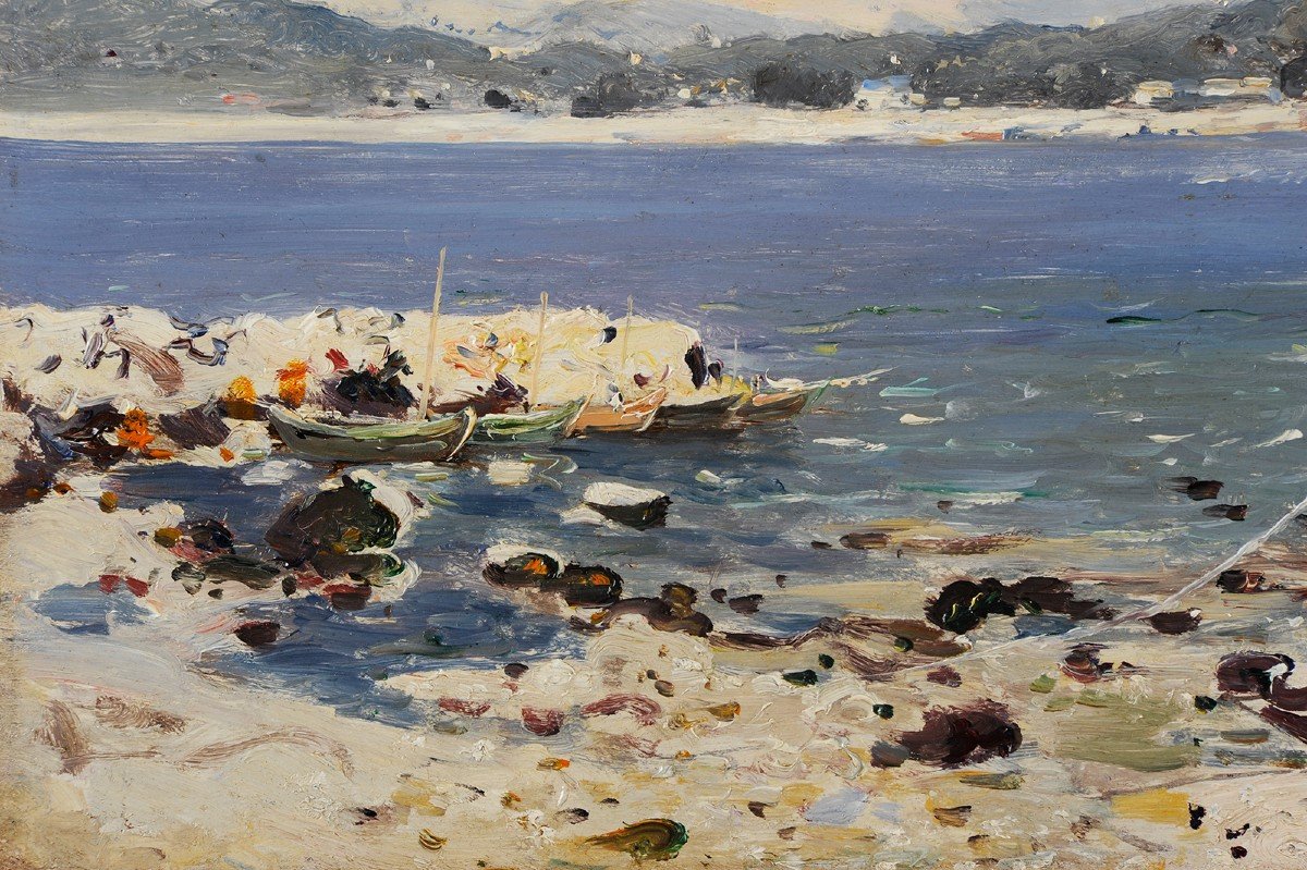 Louis Cabié (1853-1939) Bord de mer près de Toulon Var bateau-photo-4