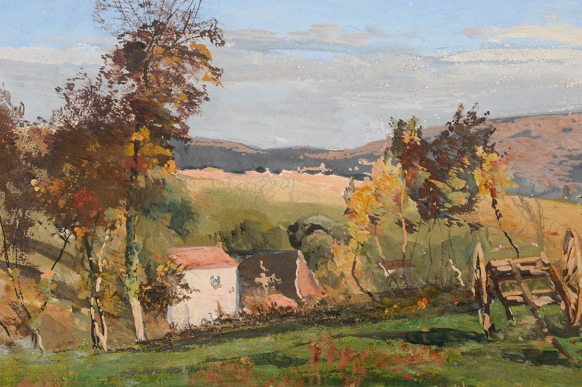 Louis Cabié (1853-1939) Paysage à Saint Circq du Bugue Eyzies Périgord Dordogne-photo-3