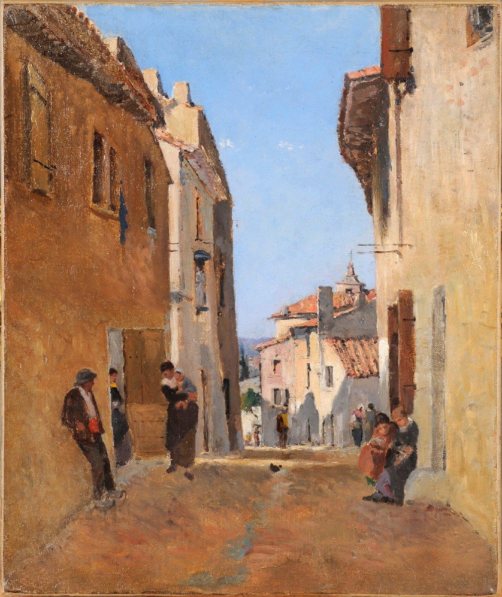 Att. à Edmond Petitjean (1844-1925) Ruelle de village