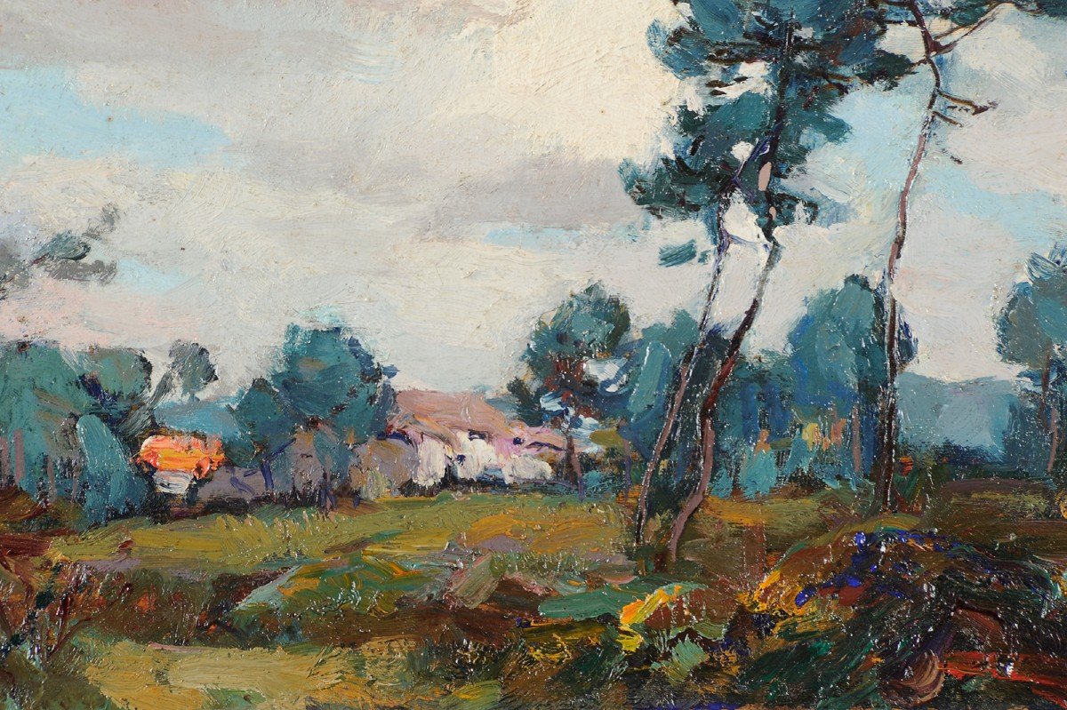 Emile Chaumont (1877-1927) Paysage des Landes Gironde-photo-2