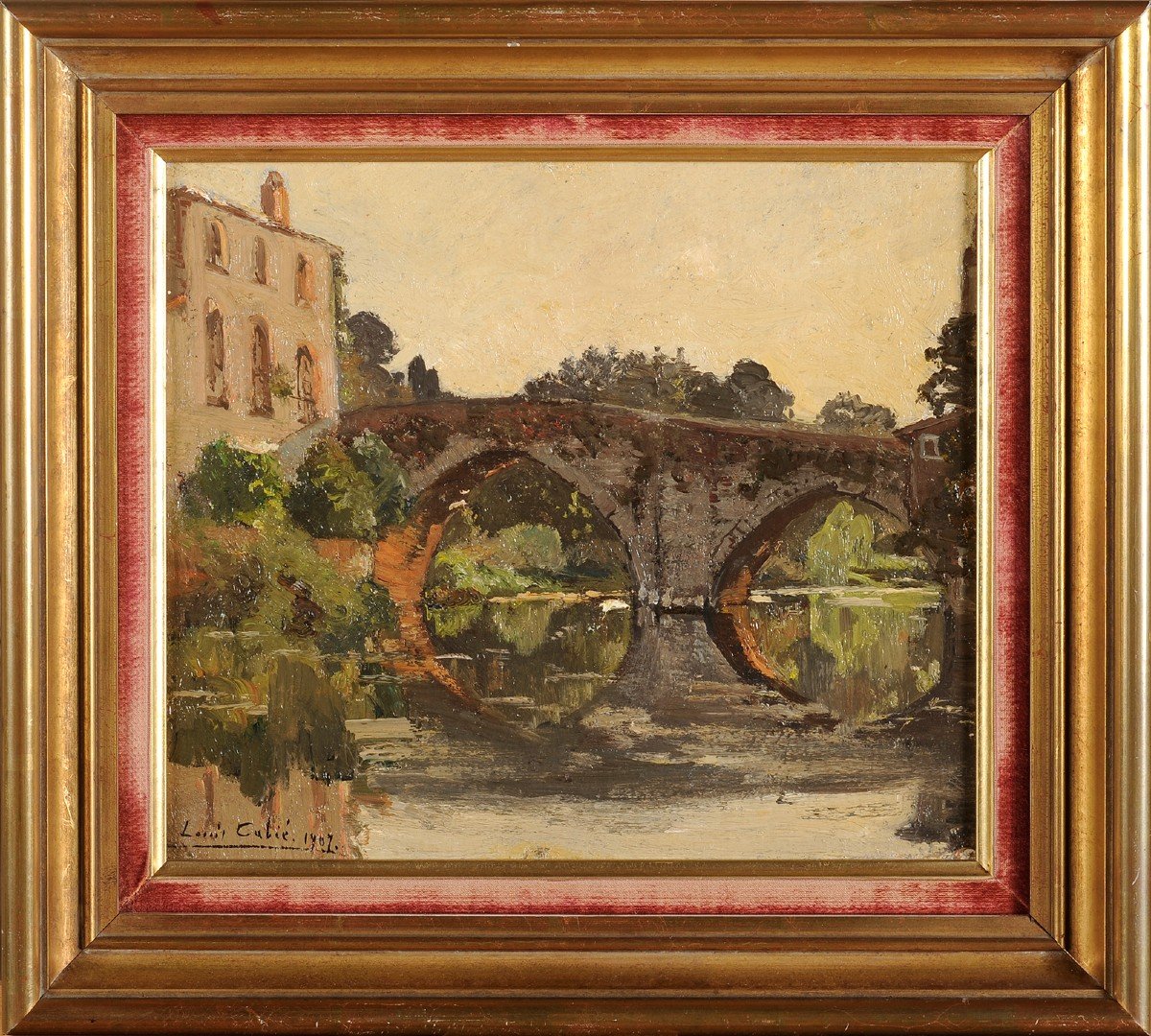 Louis Cabié (1853-1939) Le pont Saint-Antoine à Clisson Loire Atlantique Nantes-photo-2