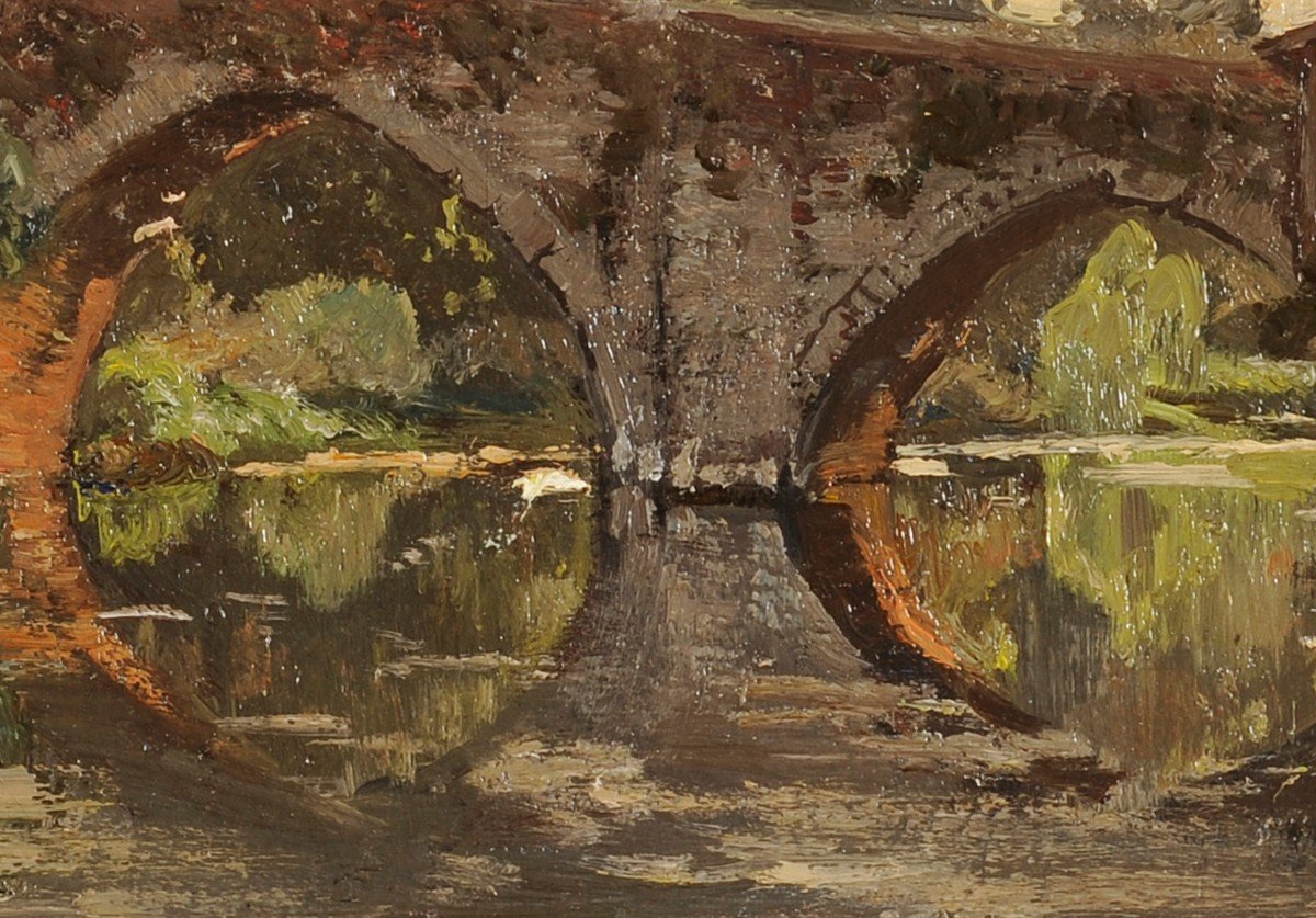 Louis Cabié (1853-1939) The Saint-antoine Bridge In Clisson Loire Atlantique Nantes-photo-3