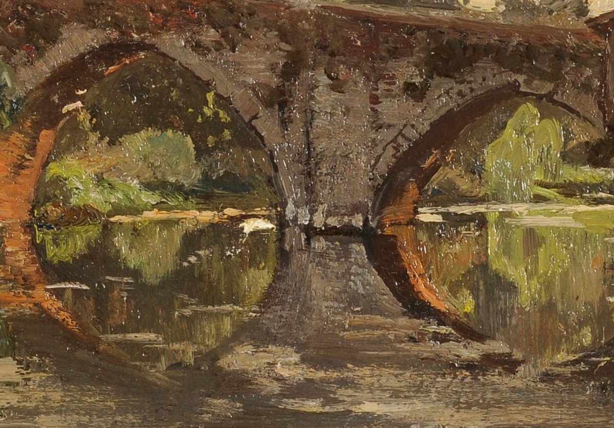 Louis Cabié (1853-1939) Le pont Saint-Antoine à Clisson Loire Atlantique Nantes-photo-3