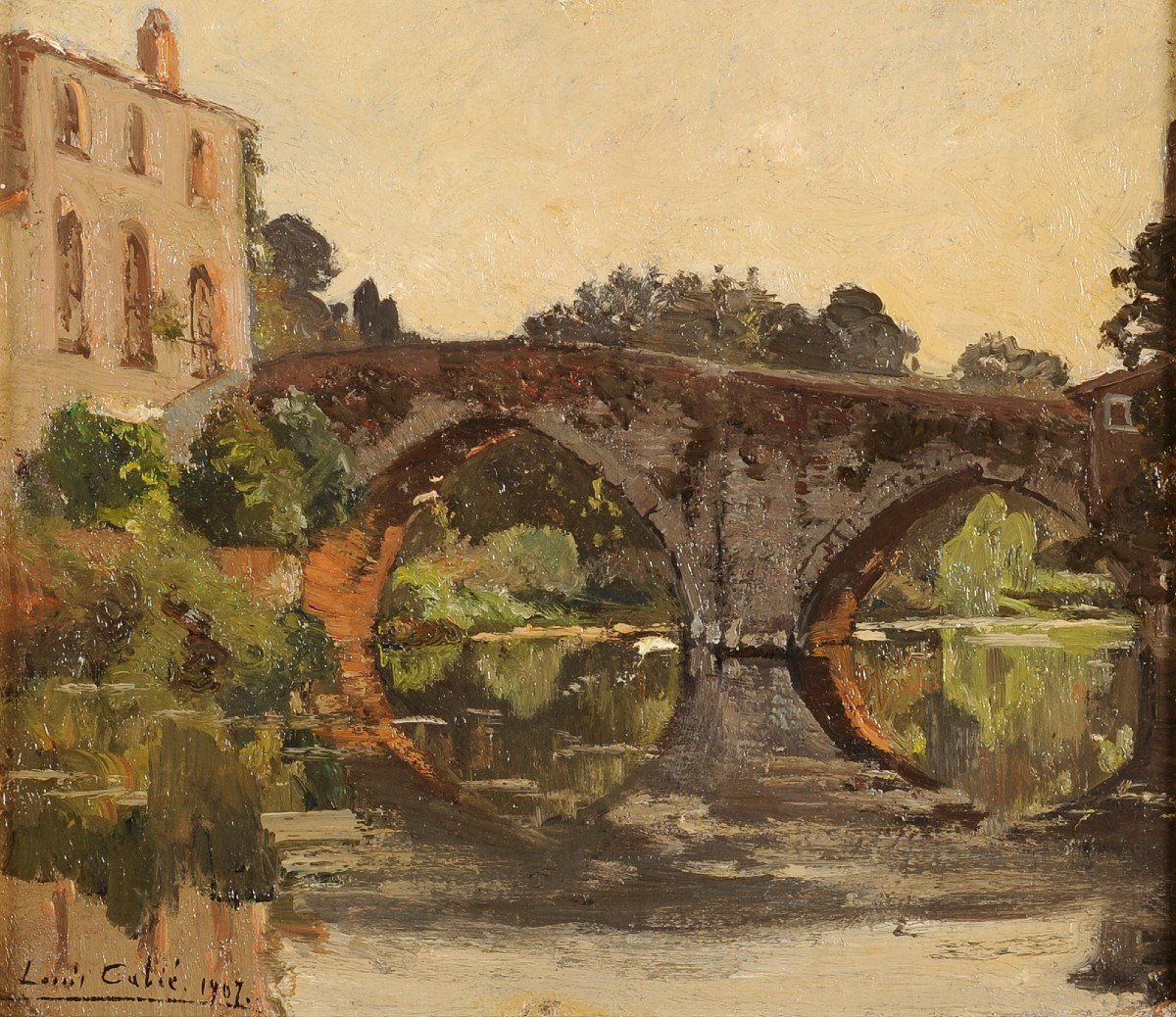 Louis Cabié (1853-1939) Le pont Saint-Antoine à Clisson Loire Atlantique Nantes