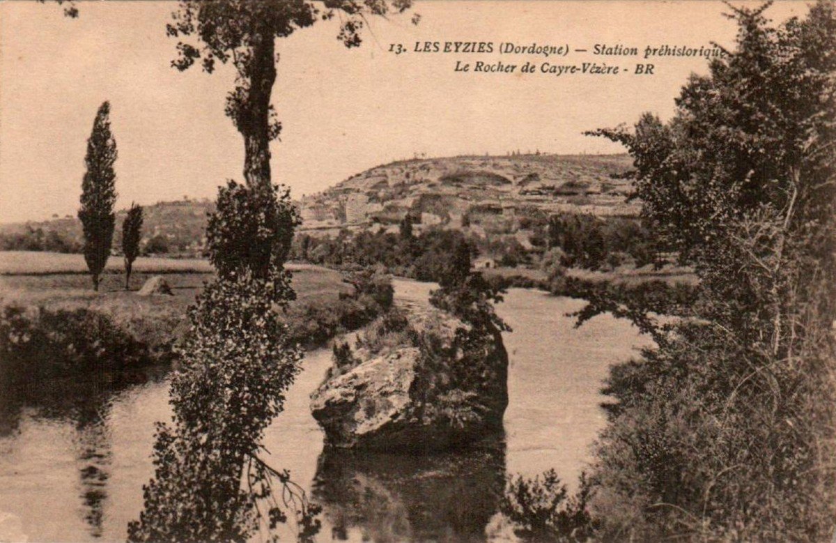 Louis Cabié (1853-1939) Le rocher de Cayre-Vézère aux Eyzies Sarlat Périgord Dordogne-photo-2