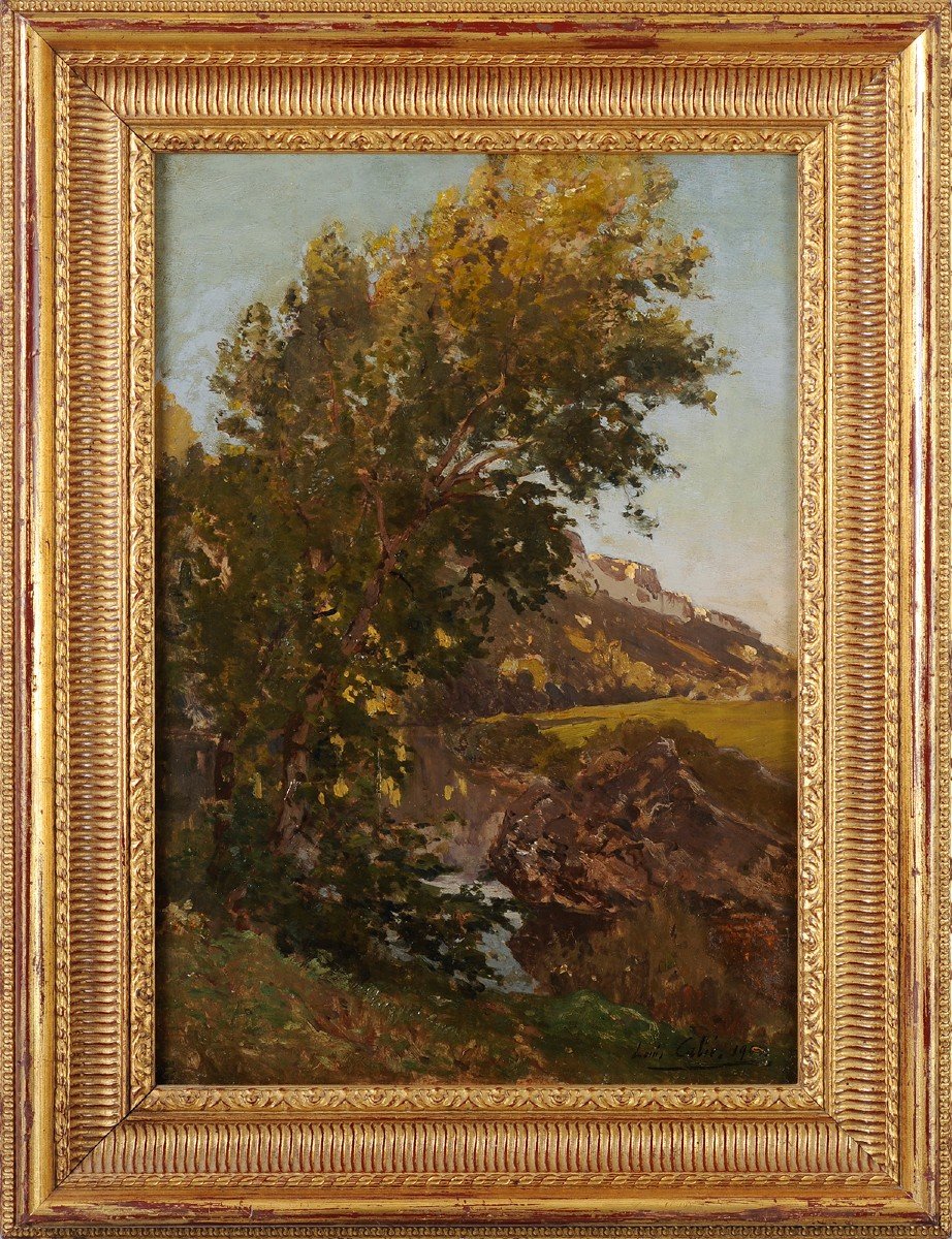 Louis Cabié (1853-1939) Le rocher de Cayre-Vézère aux Eyzies Sarlat Périgord Dordogne