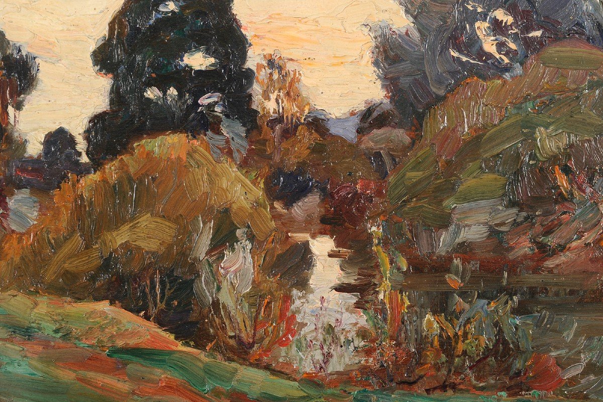 Emile Chaumont (1877-1927) Riverside Dordogne Périgord?-photo-3