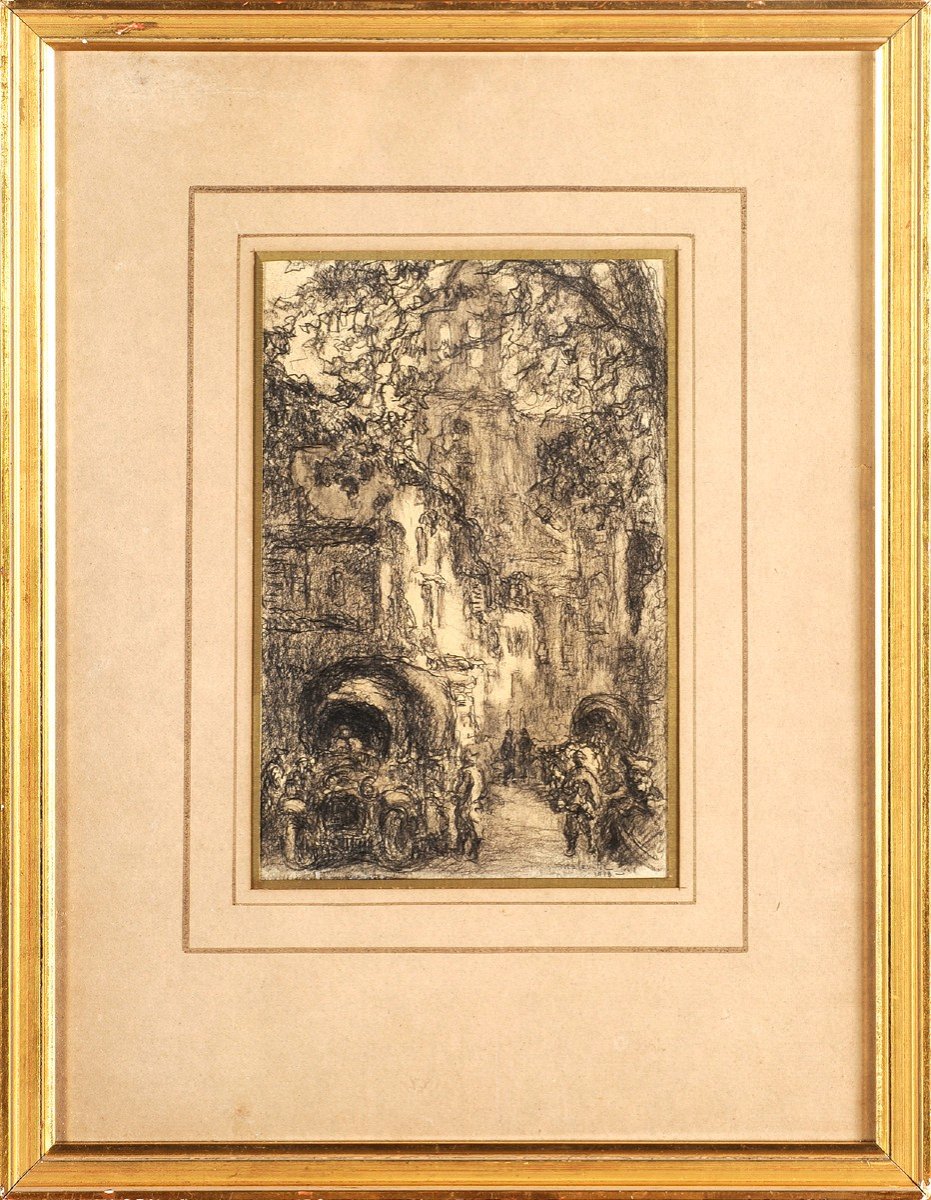 Lucien De Maleville (1881-1964) French Soldiers In A Northern Town-photo-2