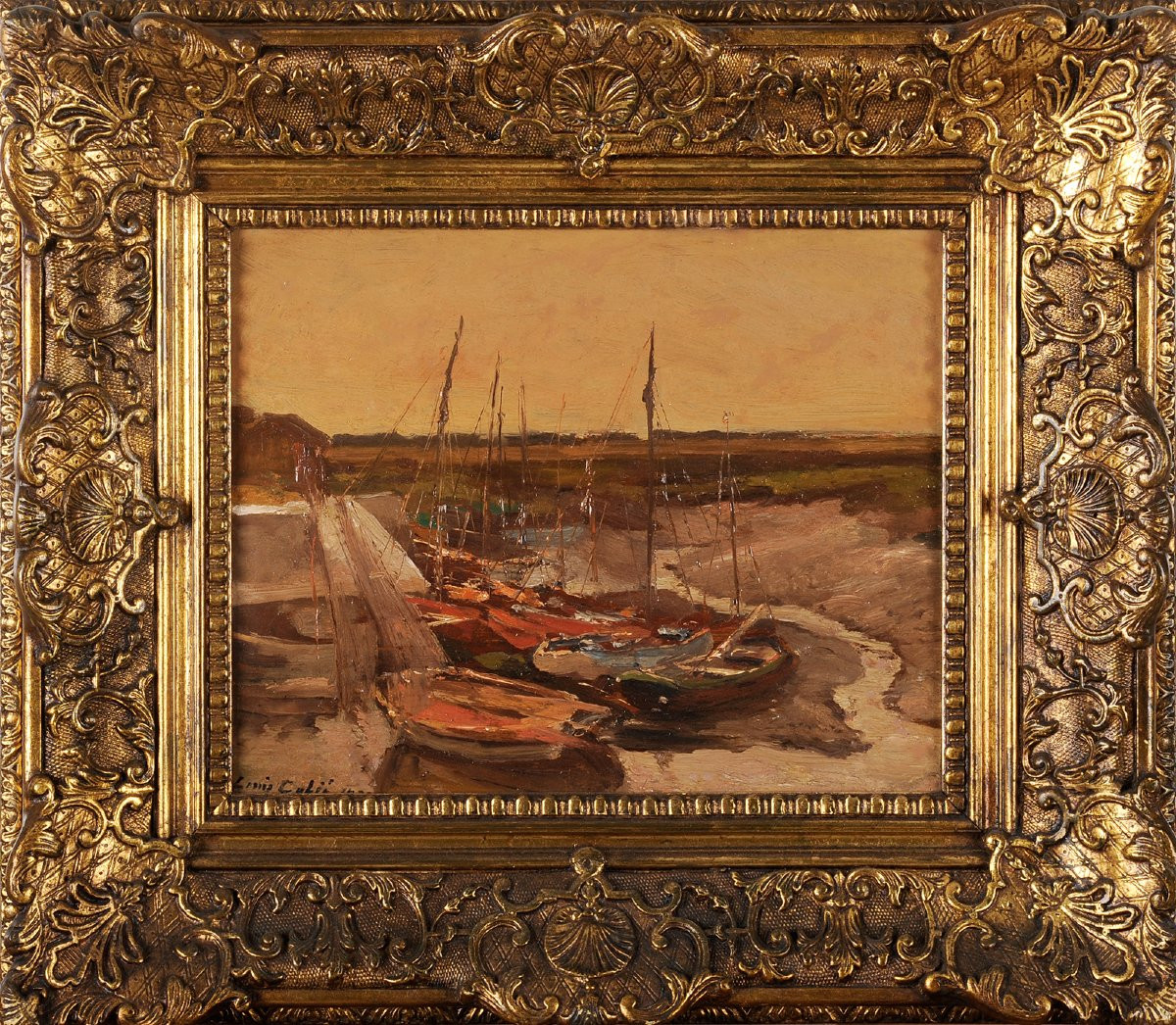 Louis Cabié (1853-1939) Fishing Boats In Marennes Oléron Royan Charente-photo-2