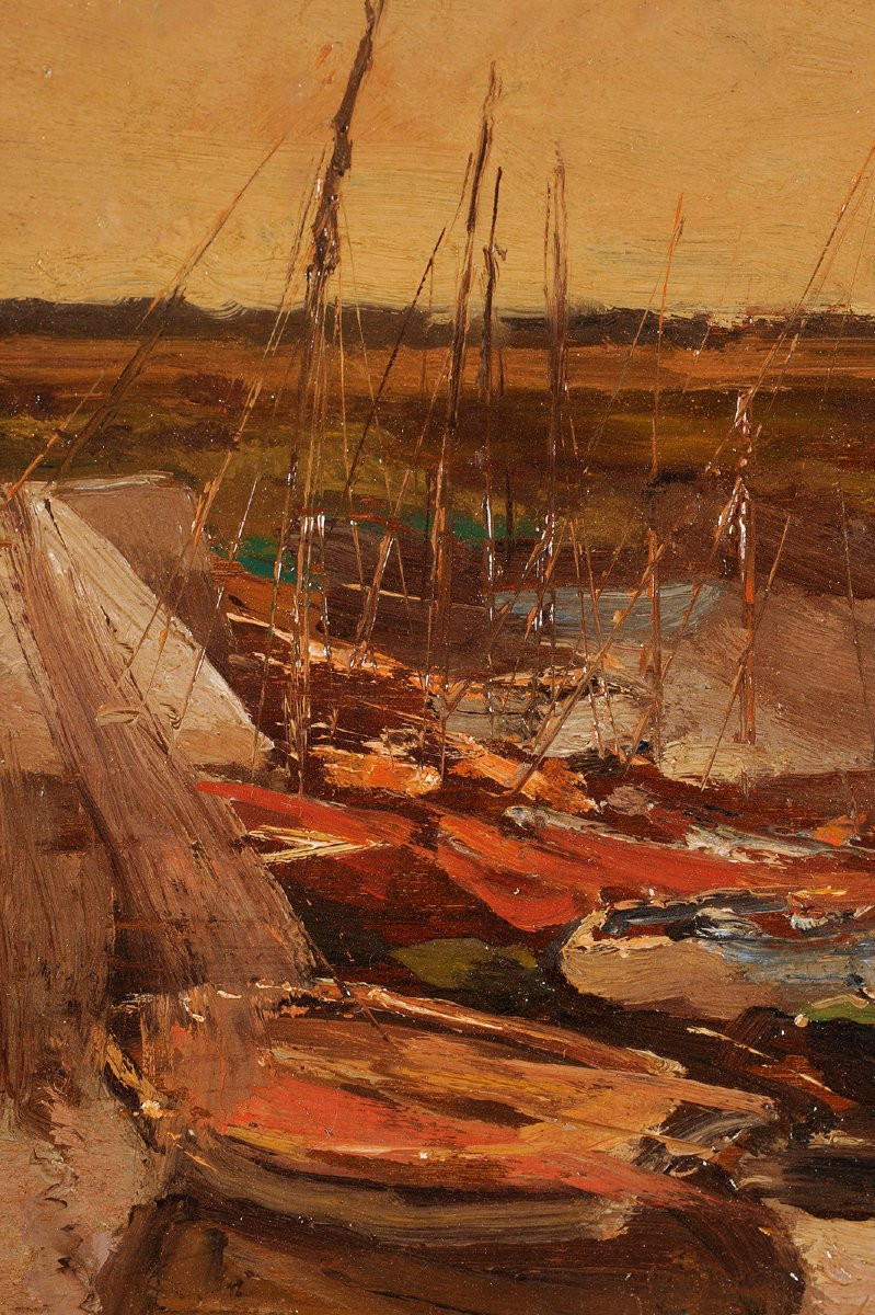 Louis Cabié (1853-1939) Fishing Boats In Marennes Oléron Royan Charente-photo-4