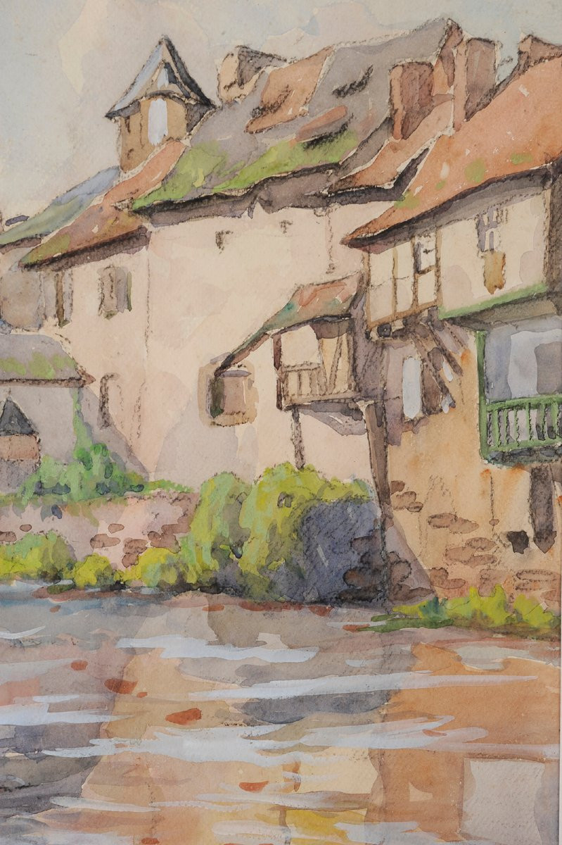 Robert Dessales-quentin (1885-1958) The Auvézère At Ségur Le Château Corrèze-photo-3