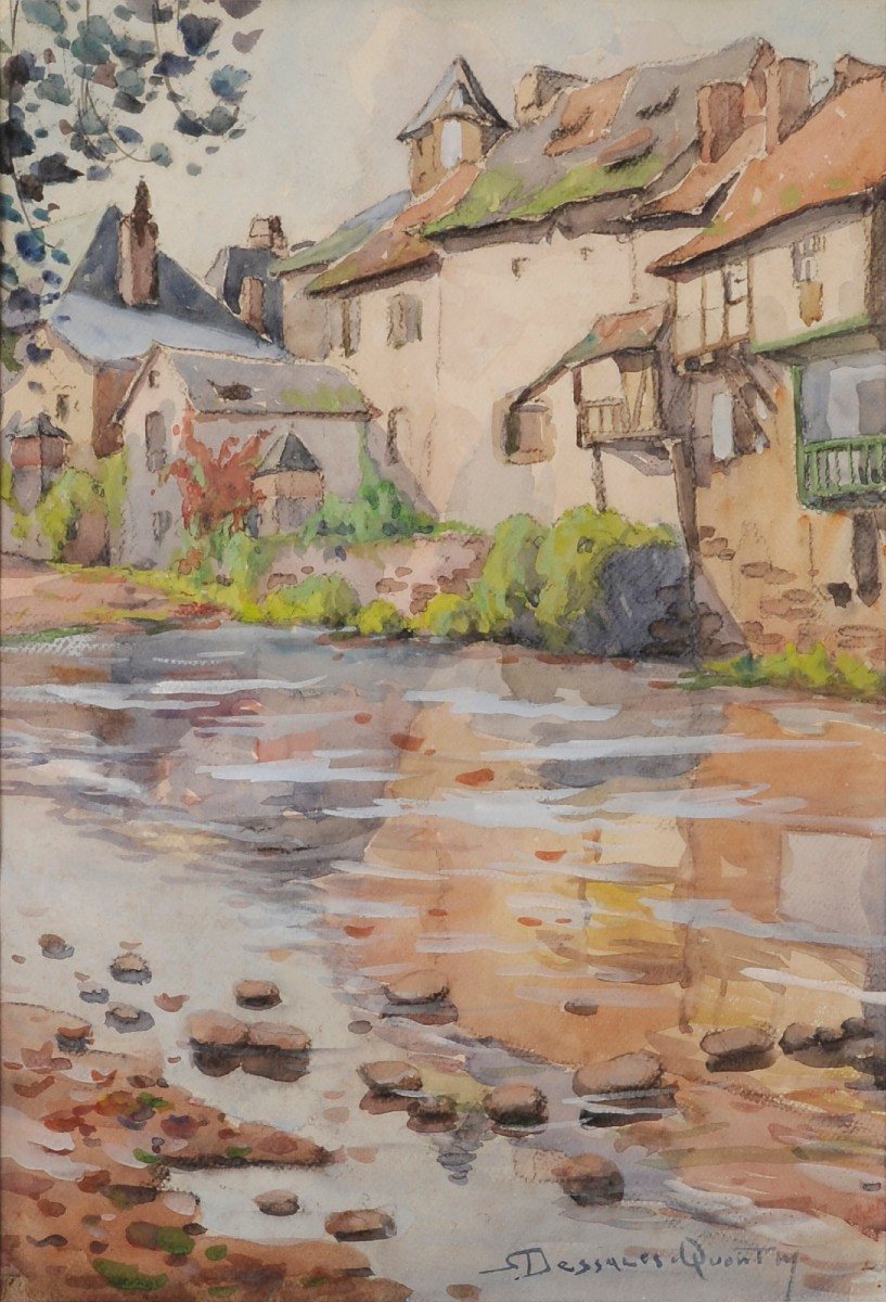 Robert Dessales-quentin (1885-1958) The Auvézère At Ségur Le Château Corrèze