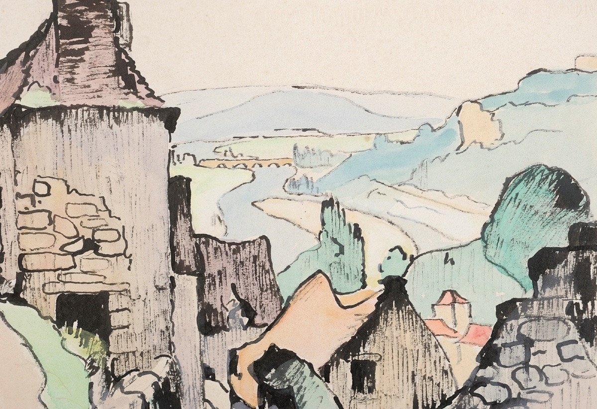 Gaston Balande (1880-1971) Beynac And The Dordogne-photo-3