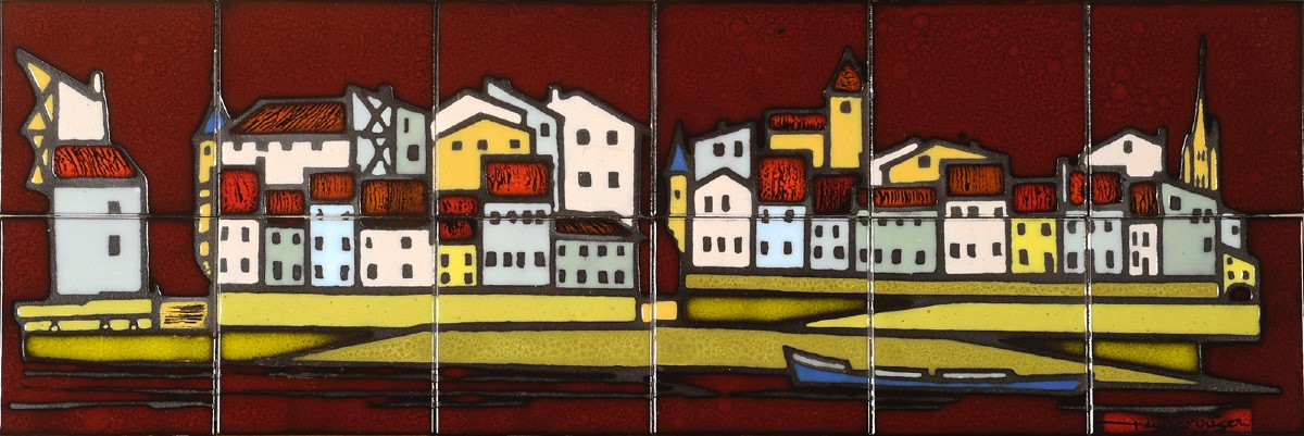 Paul Corriger (1923-2009) Panorama Of  Sainte Foy La Grande Ceramics