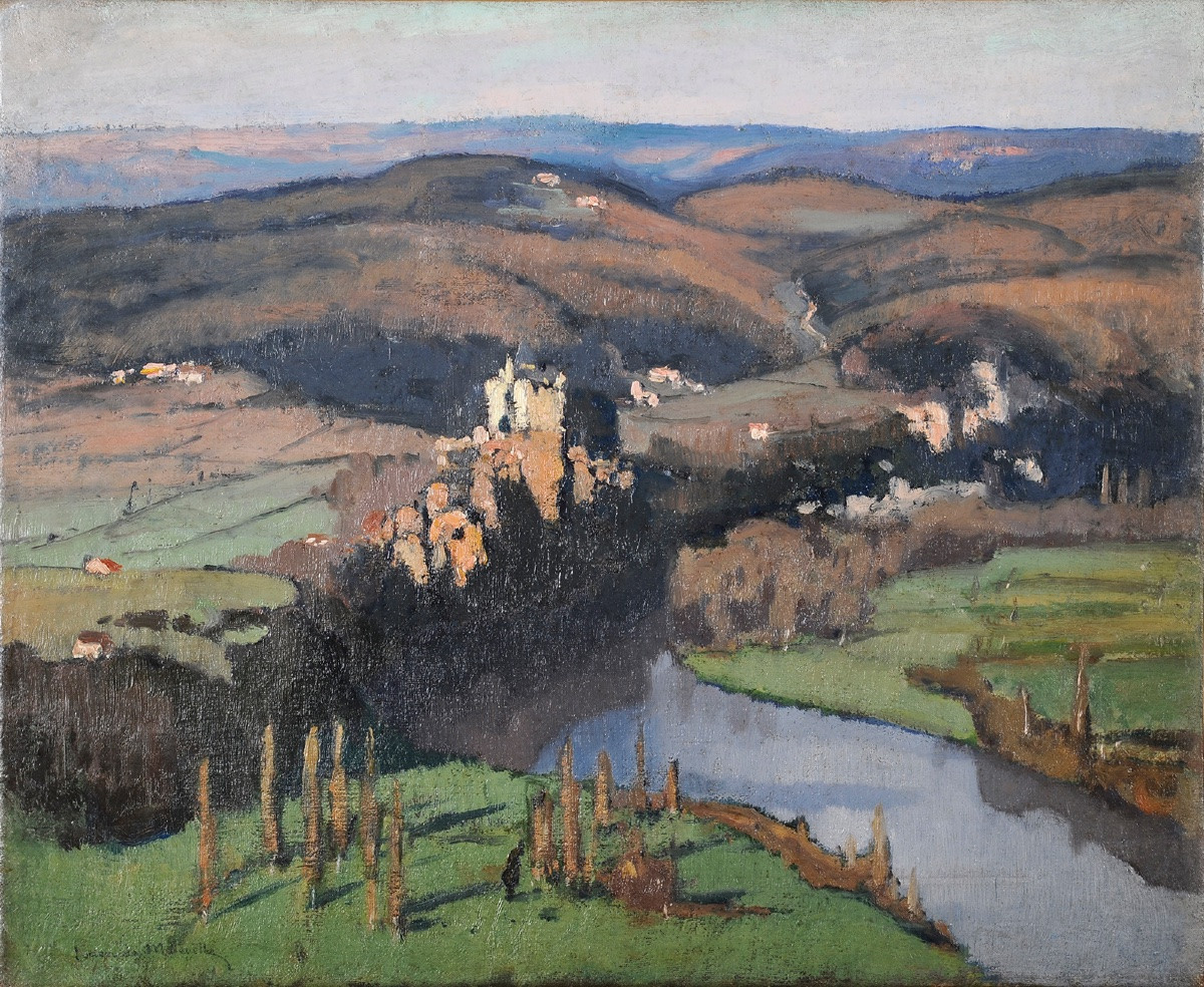Lucien de Maleville (1881-1964) Montfort et la Dordogne depuis Caudon Domme-photo-2