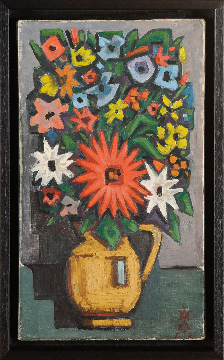 Maurice Albe (1900-1995) Flowers In An Ochre Glazed Pitcher